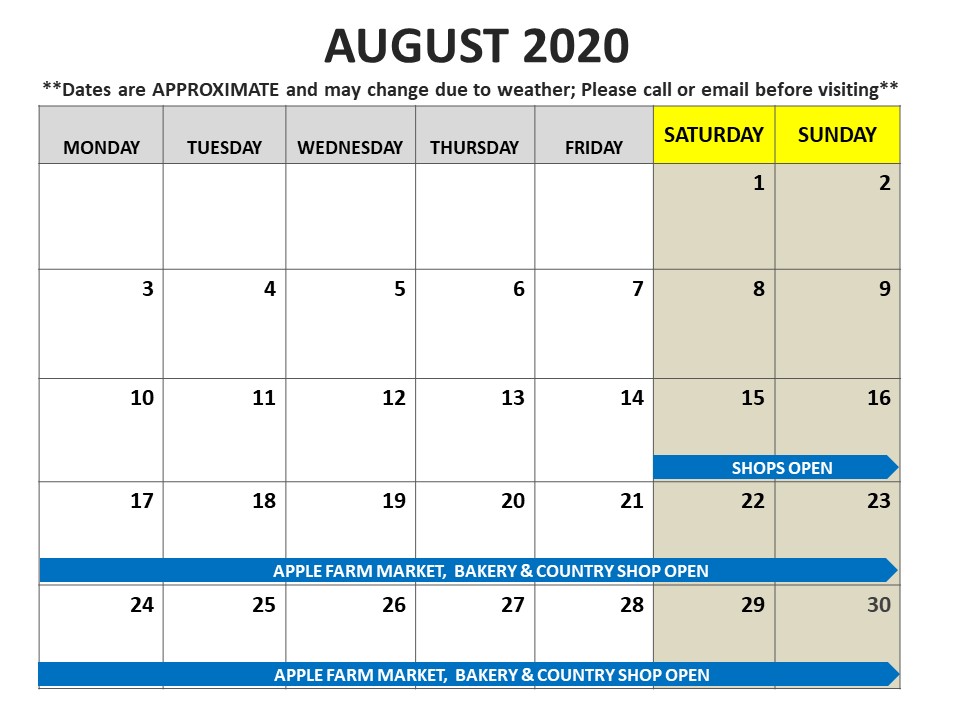 Harvest Calendar Wilkens Fruit Fir Farm